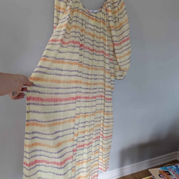 BNWT Zara Multicolor Oversized Puff Sleeve  Sundress Small Boho - Picture 6 of 10